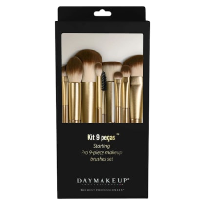 Kit 9 pinceis Starting Pro Daymakeup pele olhos detalhes
