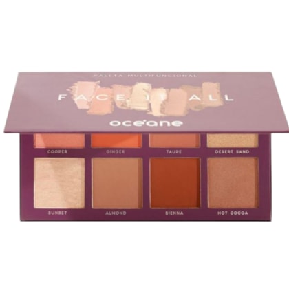 Paleta pó compacto Face It All Oceane multifuncional 8 cores