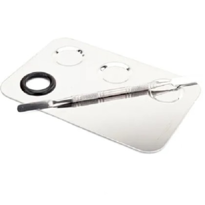 Placa retangular e Espatula Le Vangee Aço Inox Mistura maqui